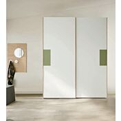 Armadio camerette scorrevole 2 ante, finitura Bianco opaco, Oliva e Royal oak