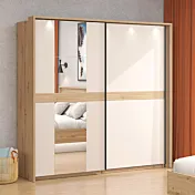 Armadio scorrevole Cashmere e Rovere effetto cannettato Zenzero Shop