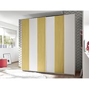 Cameretta moderna con letto imbottito e armadio vertigo GIallo e Bianco