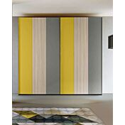 Armadio scorrevole moderno, 2 ante in finitura Grigio cenere, Giallo cedro e Olmo Zenzero Shop