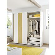 Cameretta moderna con letto imbottito e armadio vertigo GIallo e Bianco