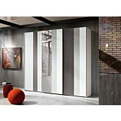 Armadio 3 ante scorrevoli con specchio, vetro Grigio, Ghiaccio e Antracite