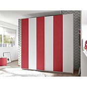 Armadio Vertigo 2 ante scorrevoli bianco opaco e rosso