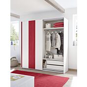 Armadio Vertigo 2 ante scorrevoli bianco opaco e rosso