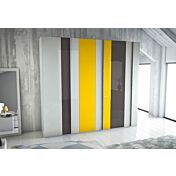 Armadio 6 ante battenti vetro Giallo, Antracite e Grigio
