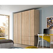 Armadio Royal oak e Bianco opaco per camerette, 5 ante e 4 cassetti