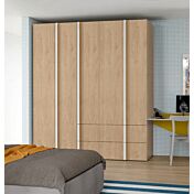 Armadio Royal oak e Bianco opaco per camerette, 5 ante e 4 cassetti