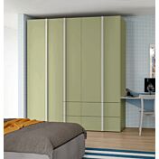 Armadio battente Verde Oliva e Grigio dorian, 5 ante 4 cassetti