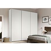 Armadio scorrevole a 3 ante H.257 L.267.5, color Rovere Bianco