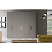 Armadio moderno finitura Grigio argento e Noce biondo, 6 ante battenti