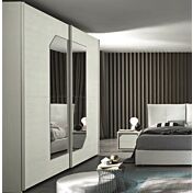 Armadio 2 ante scorrevoli con specchio sagomato, finitura Olmo Bianco