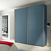 Armadio Petrolio con maniglioni Noce biondo, 2 ante scorrevoli Zenzero Shop