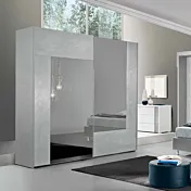 Armadio scorrevole a 2 ante, Argento con specchi Fumè Zenzero Shop