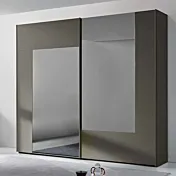 Armadio scorrevole a 2 ante, Grigio Londra con specchi Fumè Zenzero Shop