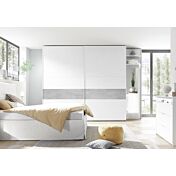 Conveniente Armadio scorrevole moderno, Bianco Opaco con fascia Beton