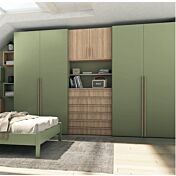 Armadio a 4 ante battenti e cassetti in finitura Royal Oak e Oliva