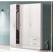 Armadio multiuso, 3 ante, 2 cassetti, bianco, made in Italy