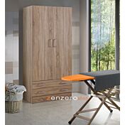 Armadio multiuso, 2 ante, 2 cassetti, rovere sonoma, made in Italy