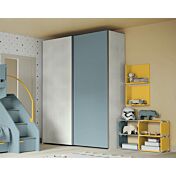 Armadio scorrevole a 2 ante in finitura Cadaques e Rovere bianco