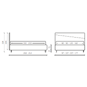 Letto matrimoniale Arturo con contenitore in finitura azzurro e grigio perla
