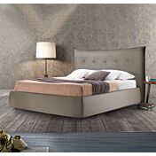 Letto matrimoniale in ecopelle tortora con contenitore