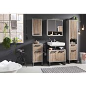 Mobile x bagno in finitura cemento e rovere invecchiato