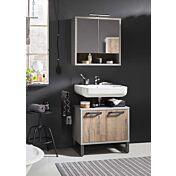 Sottolavello con 2 ante in finitura Cemento e Rovere invecchiato