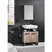 Sottolavello con 2 ante in finitura Cemento e Rovere invecchiato