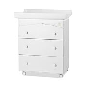 Bagnetto per neonati Bianco con ruote, 3 cassetti