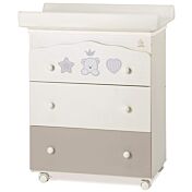 Culla moderna Baloo con ruote, finitura Choco con decori