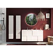 Mobile da bagno sospeso L.122 doppio lavabo, 2 cassetti, finitura Bianco lucido