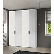 Armadio moderno L.181 a 4 ante battenti H.257 color Bianco Opaco e Cemento Artico