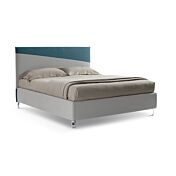 Letto matrimoniale Arturo con contenitore in finitura azzurro e grigio perla