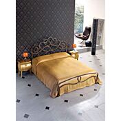 Letto in ferro battuto Vivaldi, colore marrone anticato oro, made in Italy