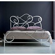 Letto in ferro battuto Wagner color marrone anticato oro, made in Italy