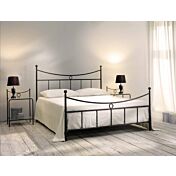 Letto in ferro battuto Wolf, colore marrone anticato oro, made in Italy