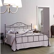 Letto in ferro battuto Verdi color marrone anticato oro, made in Italy