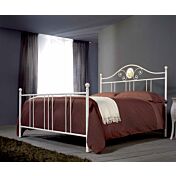 Letto in ferro battuto Scarlatti, colore bianco anticato oro, made in Italy