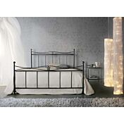 Letto in ferro battuto Kellner, colore nero anticato argento, made in Italy
