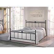 Letto in ferro battuto Kellner, colore nero anticato argento, made in Italy