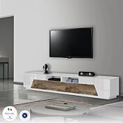 Conveniente Porta TV moderno Bianco lucido e Pero, Made in Italy