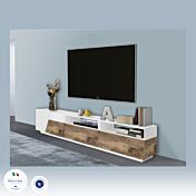 Elegante Mobile TV larghezza 200 cm, Pero e Bianco lucido