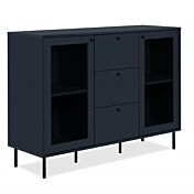 Vetrina, Madia 2 ante e 3 cassetti, finitura Blu scuro