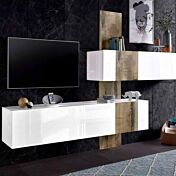 Parete attrezzata finitura Bianco lucido e Pero