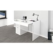 Scrivania 1 anta e 1 cassetto bianco larice, made in Italy