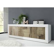 Madia con 2 ante e 2 cassetti bianco lucido e pero