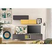 Parete attrezzata per la zona living, Grigia titanio con pensile Miele