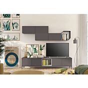 Parete attrezzata per la zona living, Grigio titanio con vano a giorno