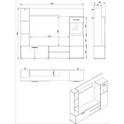 Parete attrezzata 190 cm, finitura Rovere e Carbone