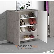 Scarpiera a 2 ante con disegni geometrici in finitura Beton